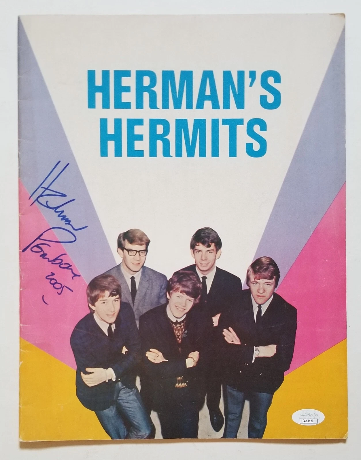 Peter Noone of Herman's Hermits REAL hand SIGNED Souvenir Book JSA Autographed