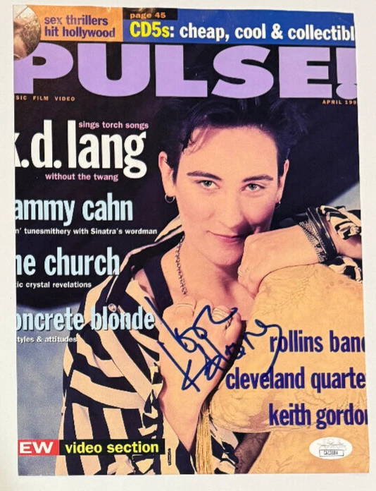 K.D. Lang REAL hand SIGNED Pulse! Magazine Cover Page JSA COA Autographed KD
