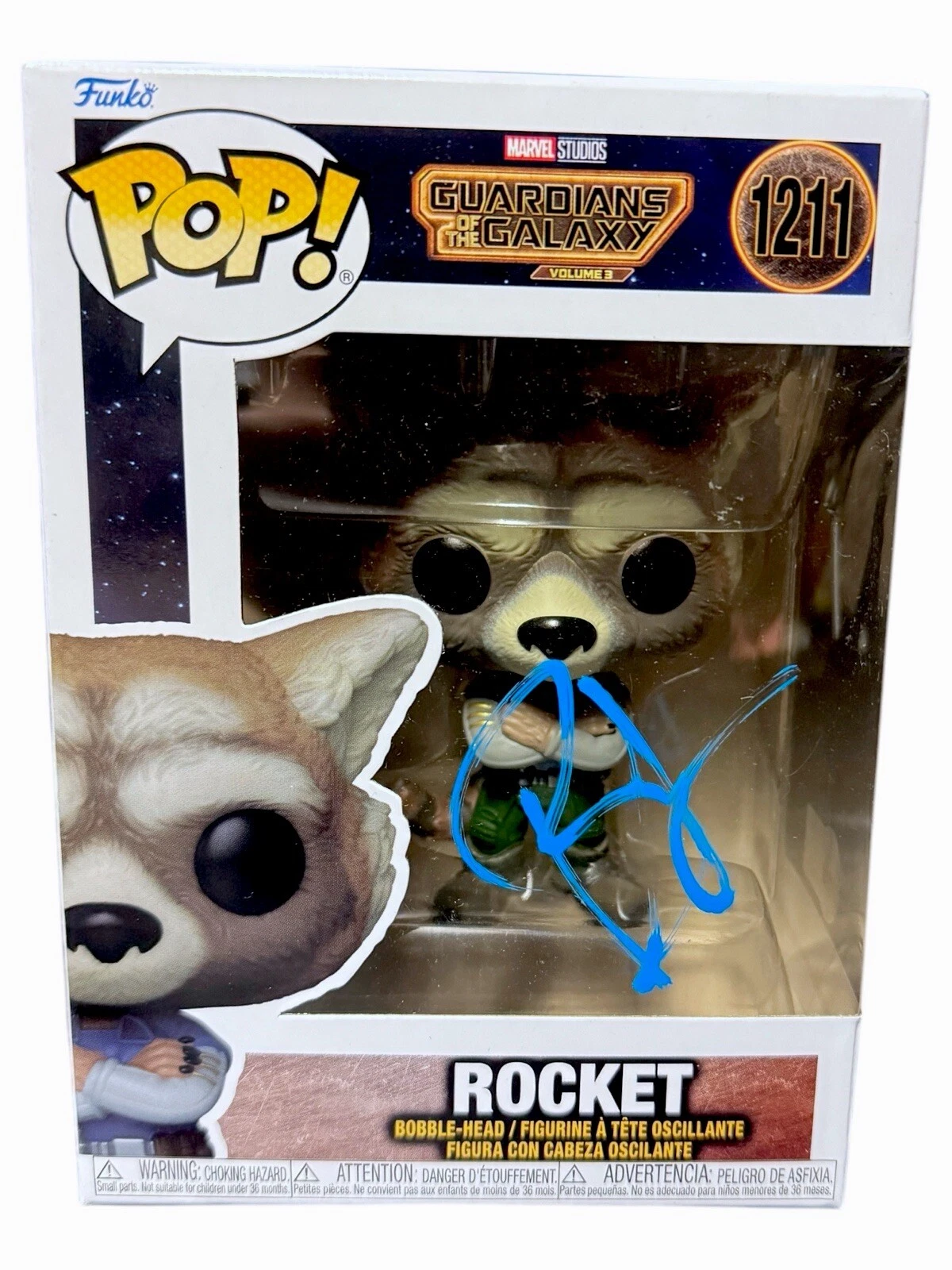 Bradley Cooper Signed Rocket Guardians of The Galaxy Funko Pop Autograph Beckett
