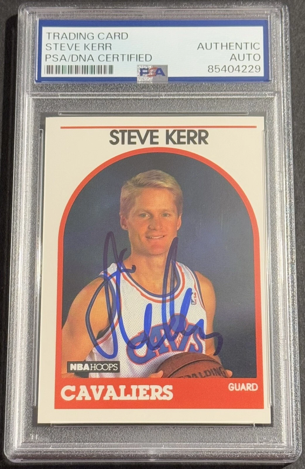 Steve Kerr Signed 1989 NBA Hoops Rookie Card Warriors PSA/DNA Slabbed