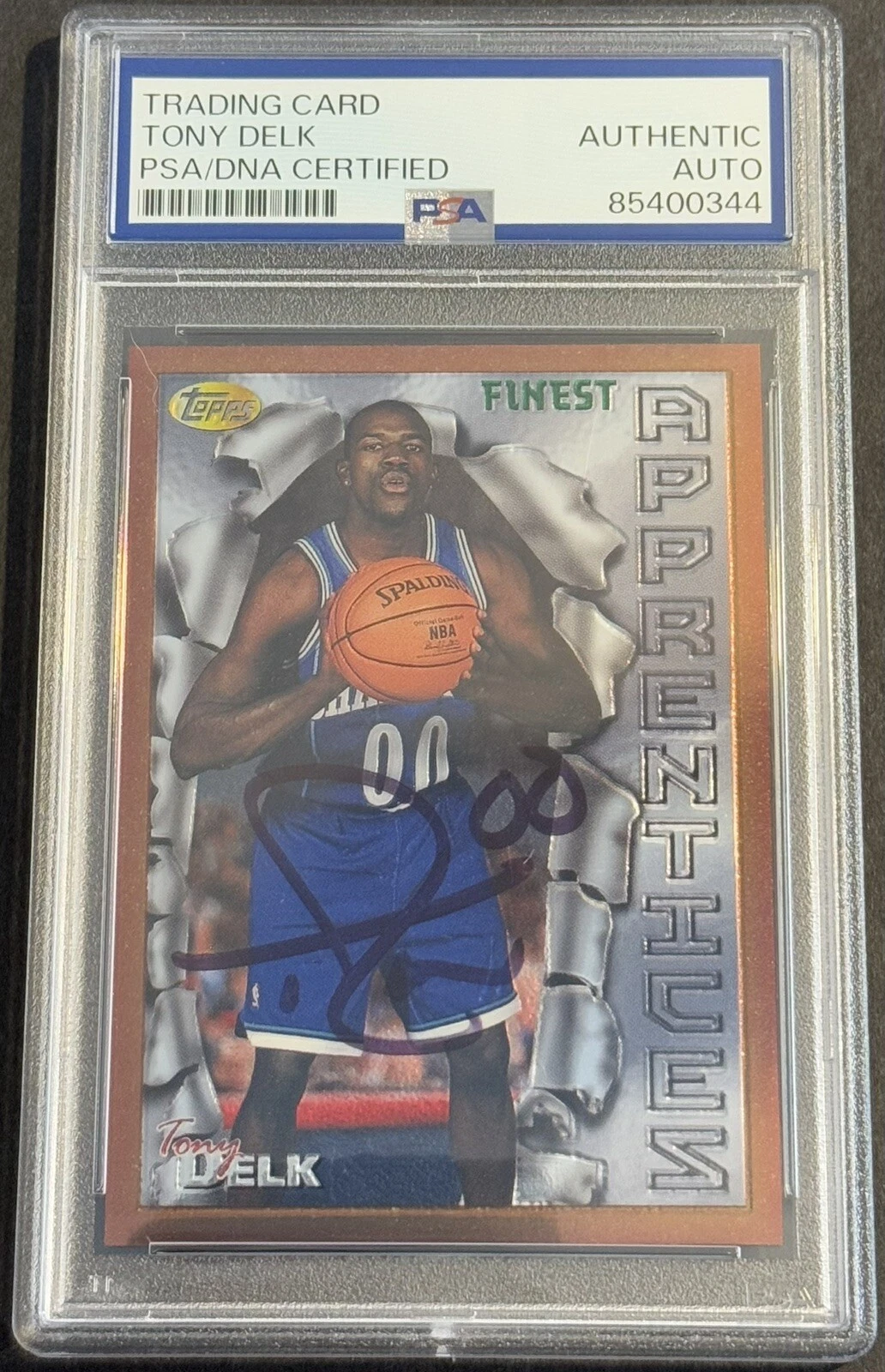 Tony Delk Signed Auto 1996-97 Topps Finest Rookie Card PSA/DNA Slabbed