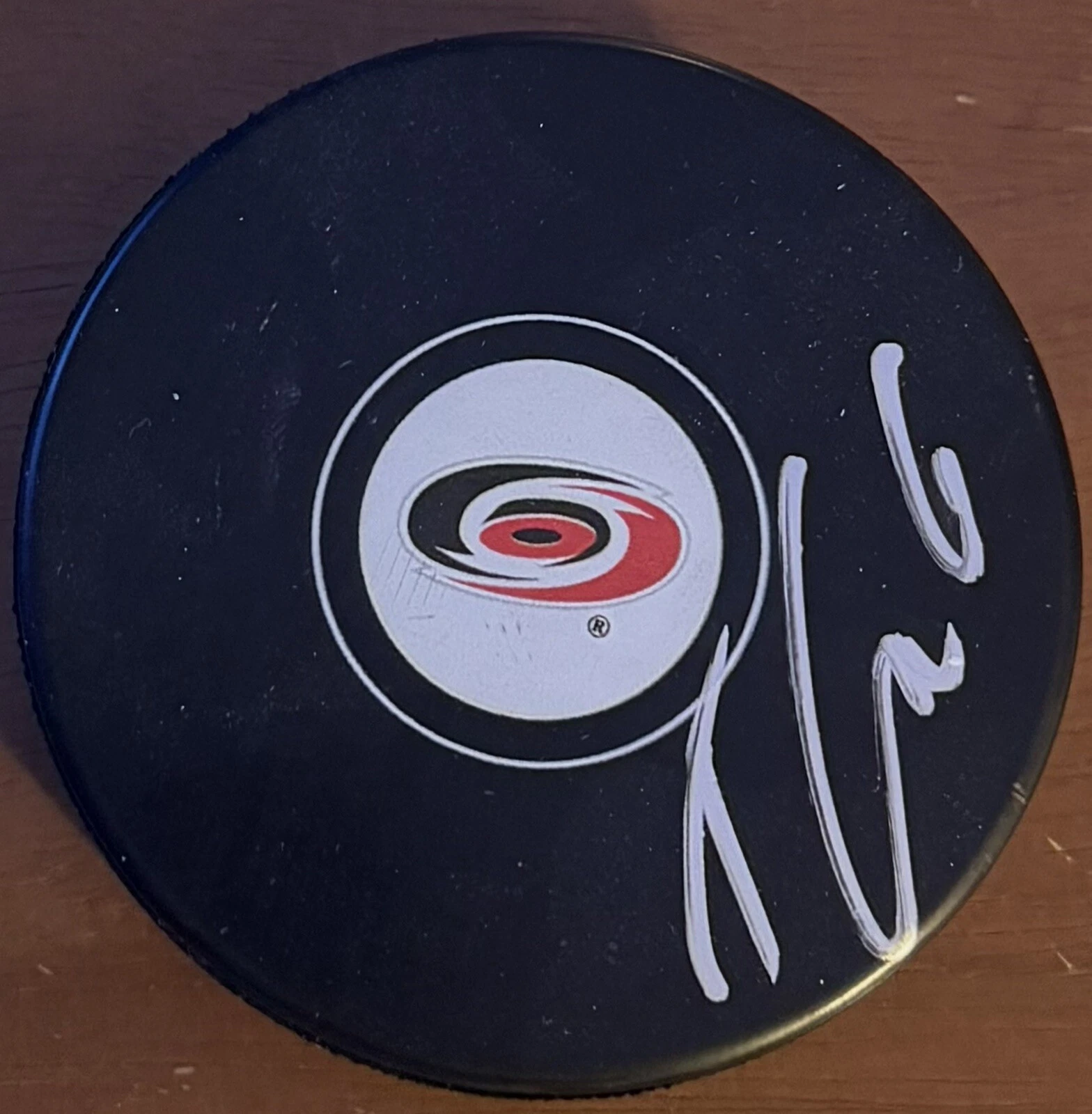 Tim Gleason Signed Autographed Carolina Hurricanes Logo Hockey Puck Beckett COA