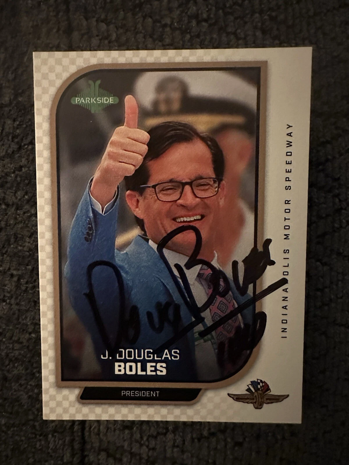 2024 Parkside Indy Car Trading Promo Card 500 Signed Doug Boles IMS President