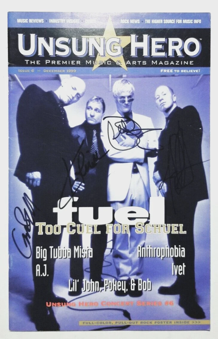 FUEL band REAL hand SIGNED Unsung Hero Magazine #2 COA Brett Scallions +