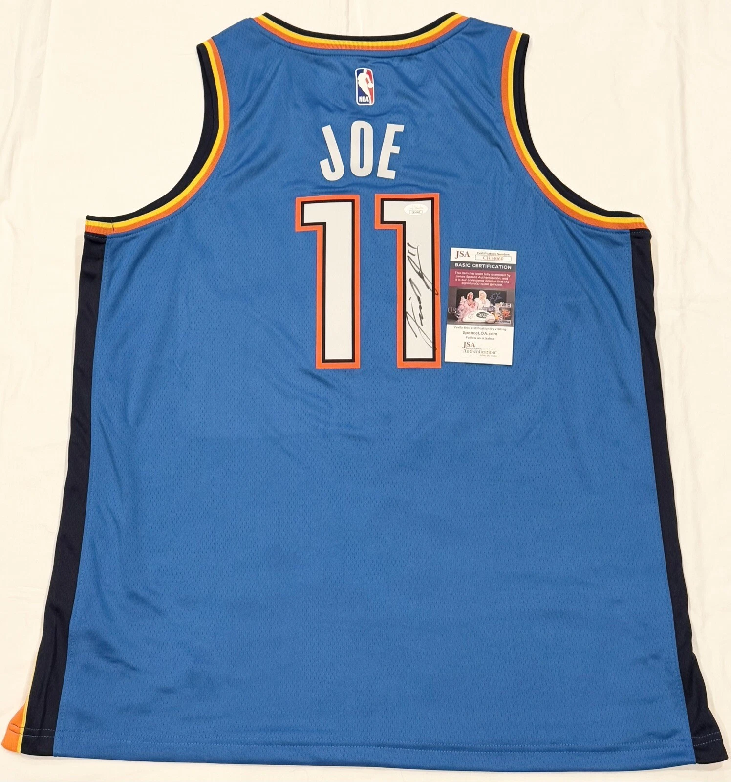 Isaiah Joe Signed Autographed Oklahoma City Thunder Jersey JSA COA