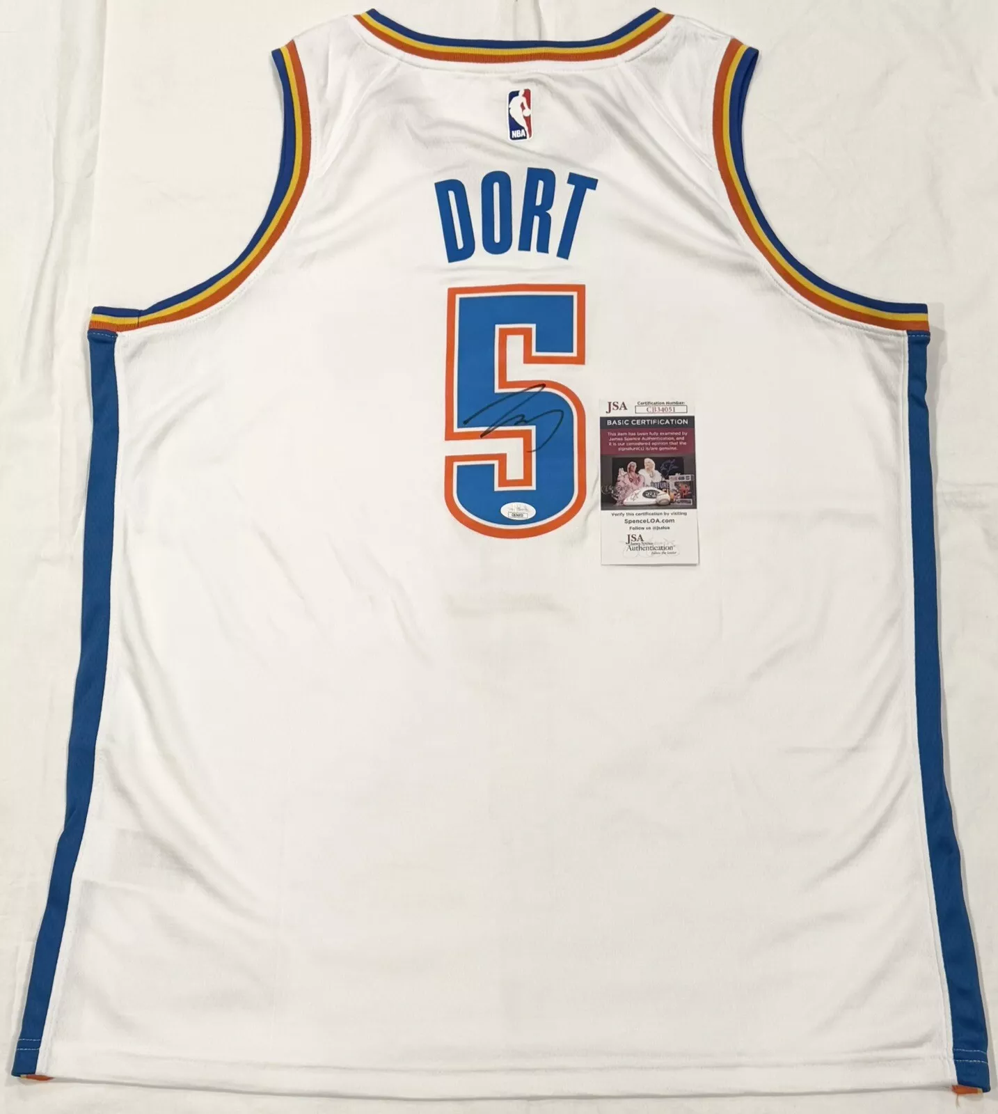 Luguentz Dort Signed Autographed Oklahoma City Thunder Jersey JSA COA