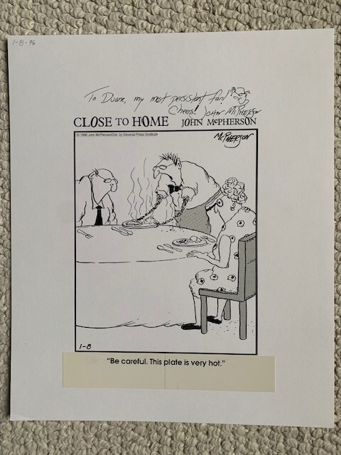 CLOSE TO HOME JOHN MCPHERSON ORIGINAL SIGNED PEN+INK ARTWORK DAILY 1996+COA