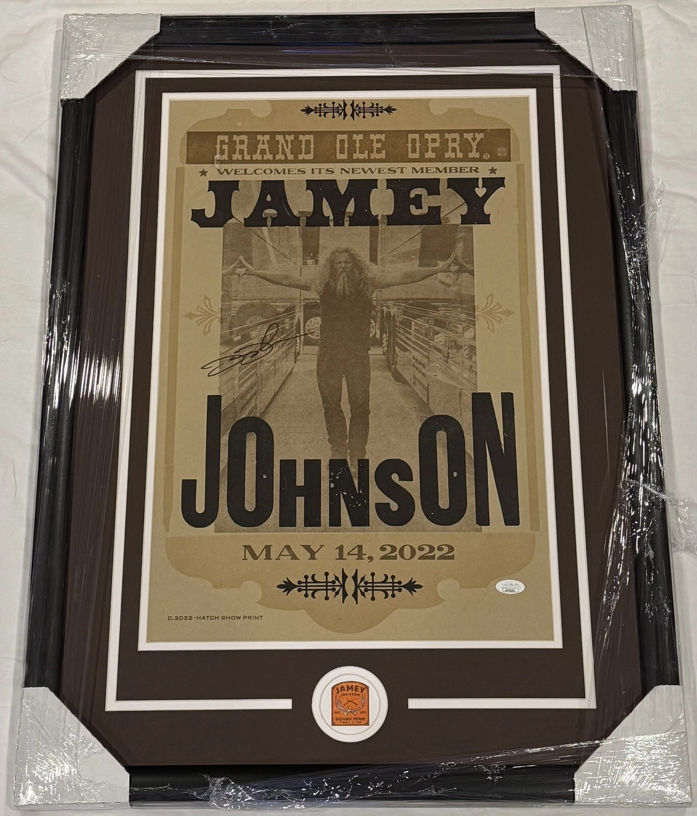 Jamey Johnson Signed Custom Framed Hatch Print Debut Opry Poster JSA COA