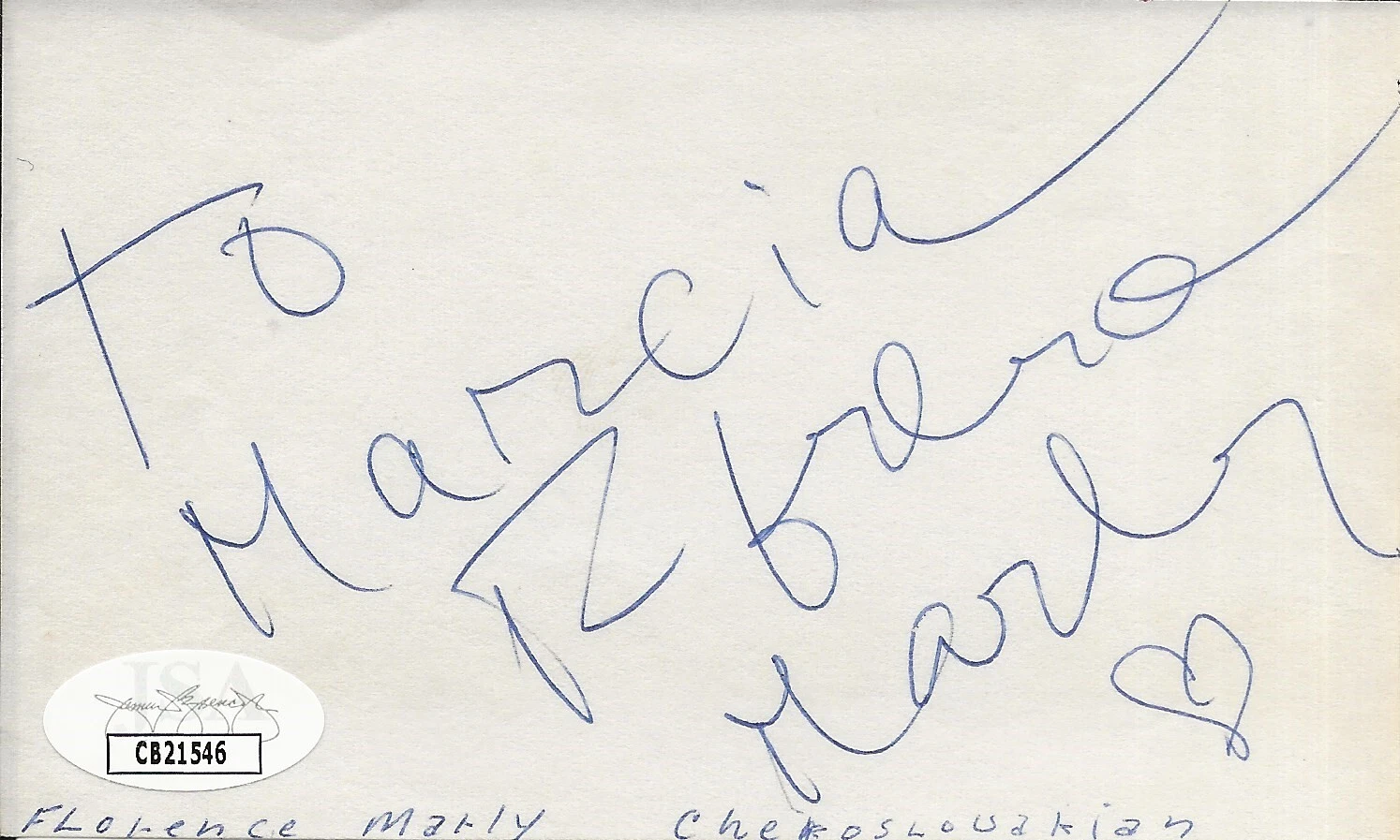 Florence Marly REAL hand SIGNED Album Page JSA COA Twilight Zone Queen of Blood