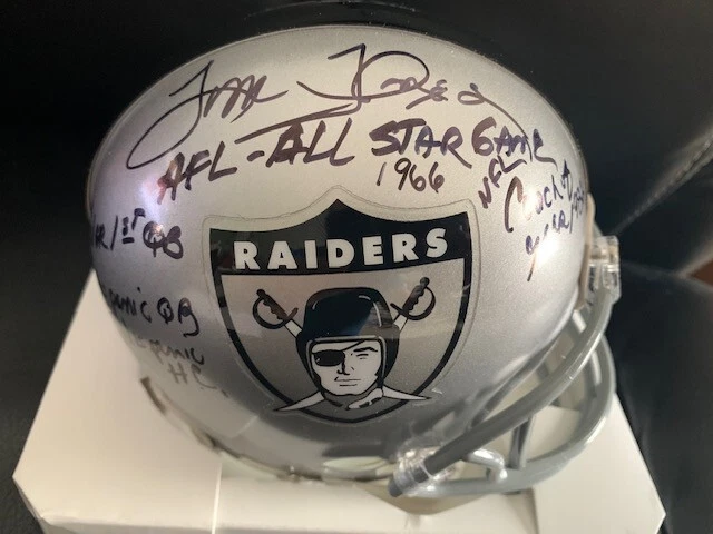 TOM FLORES HAND SIGNED OAKLAND RAIDERS MINI HELMET 6 INSCRIPTIONS JSA
