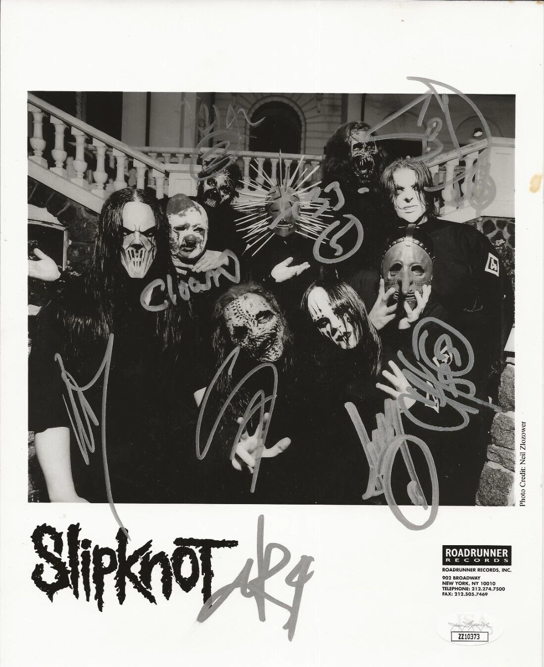 Slipknot REAL SIGNED Promo Photo JSA LOA Autographed by 9 Taylor Jordison Gray +