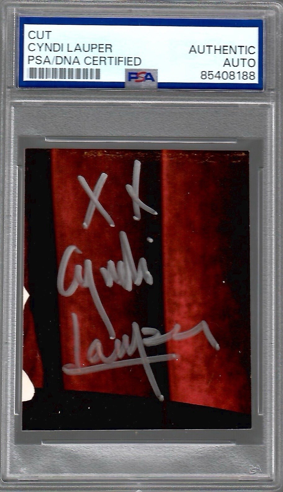 CYNDI LAUPER HAND SIGNED CUT SIGNATURE LEGENDARY SINGER PSA SLABBED
