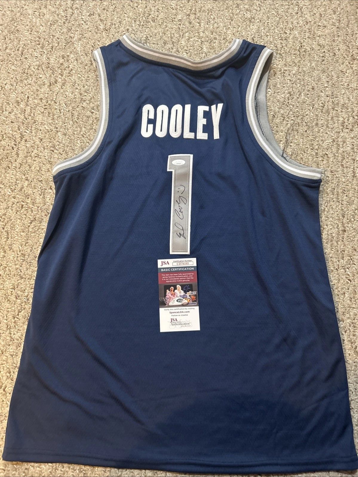 GEORGETOWN HOYAS- ED COOLEY SIGNED AUTOGRAPH JERSEY JSA COA BASKETBALL COACH