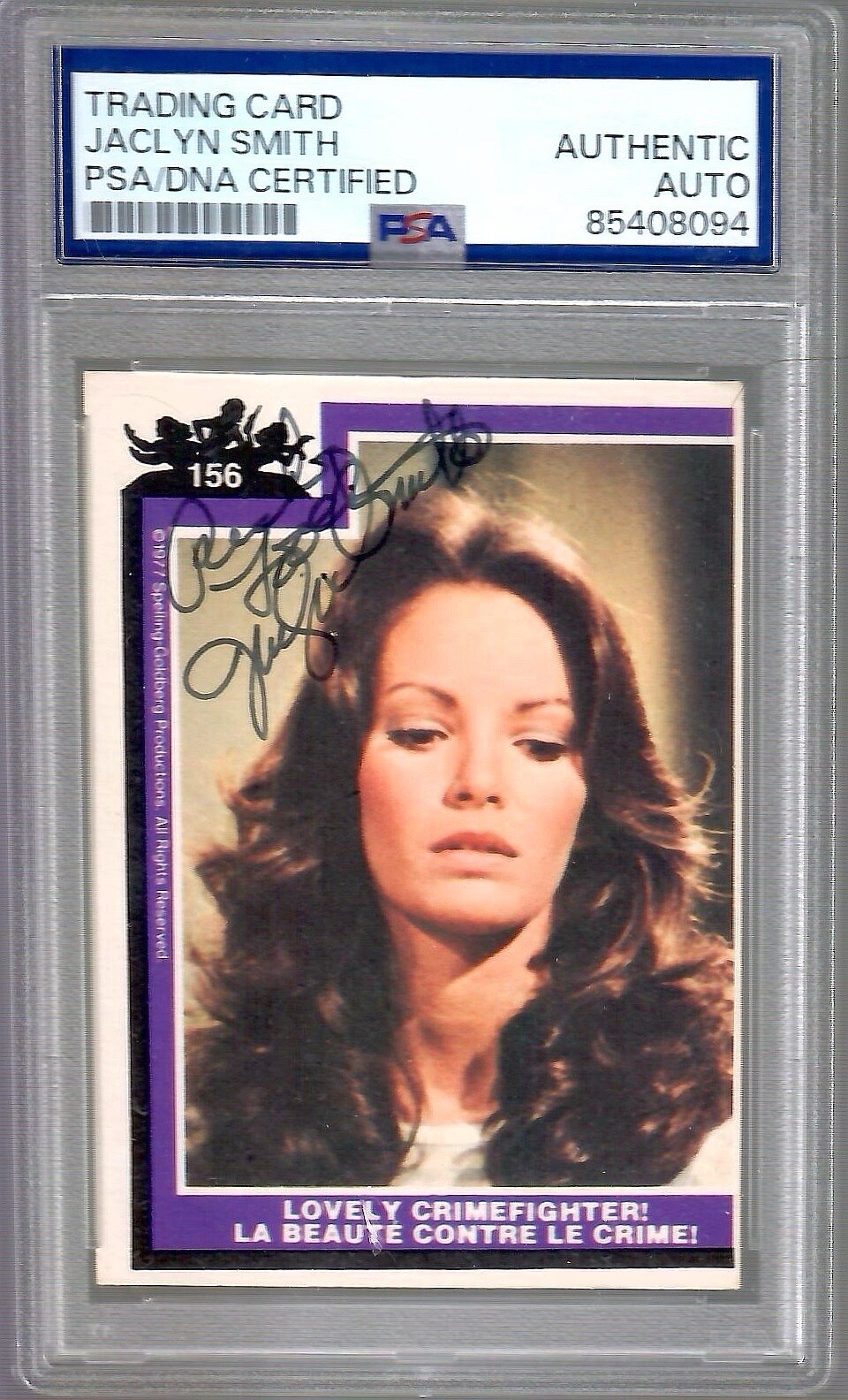 JACLYN SMITH HAND SIGNED CHARLIE'S ANGELS TRADING CARD PSA SLABBED TO RICK