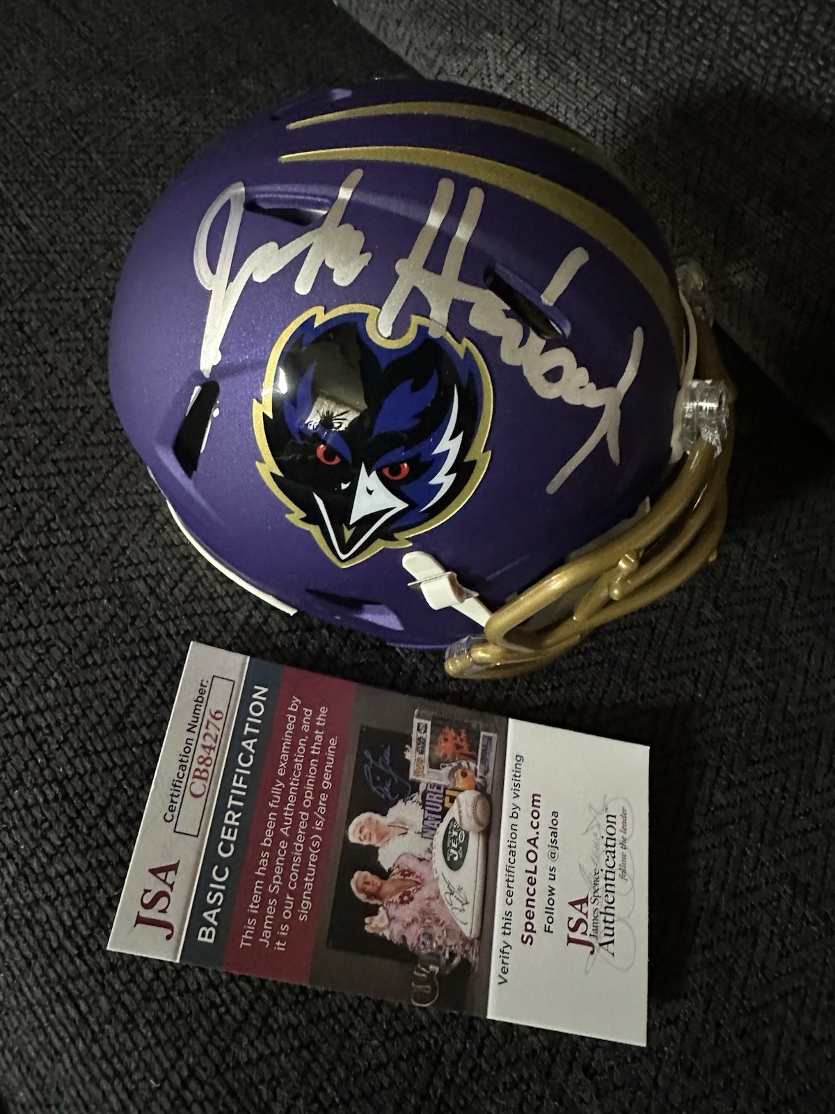 John Harbaugh Signed Mini Helmet Baltimore Ravens JSA Authentication COA