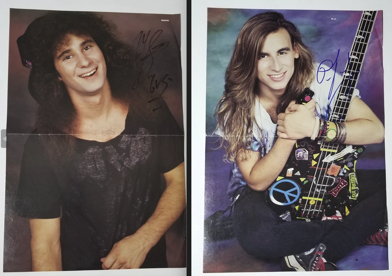 Mark Slaughter & P.J. Farley SIGNED Mag Foldout Poster COA Autographed Trixter