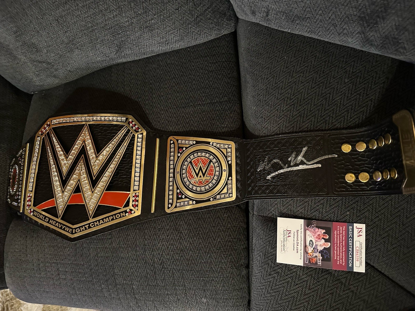 Owner Nick Khan Signed WWE Championship Wrestling Belt JSA COA Authentication