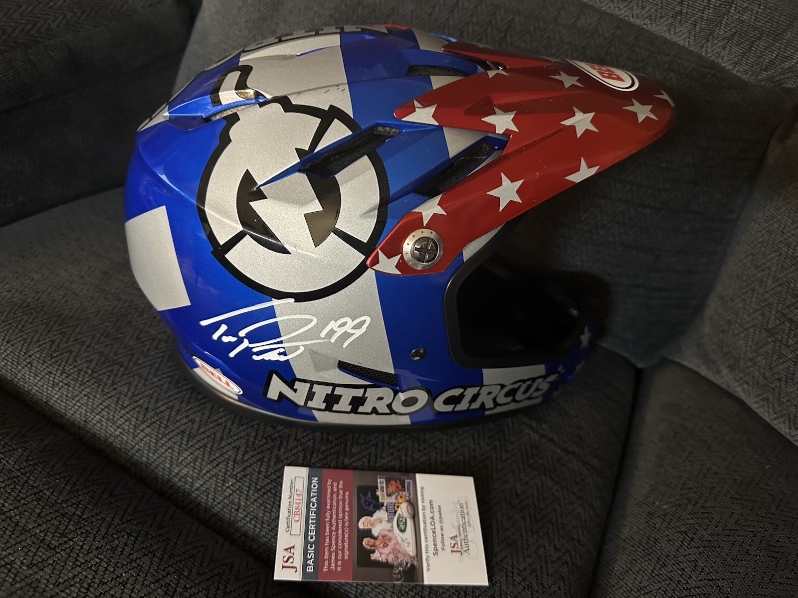 Travis Pastrana Signed Full Size Helmet F/S JSA Authenticated COA Nitro Circus