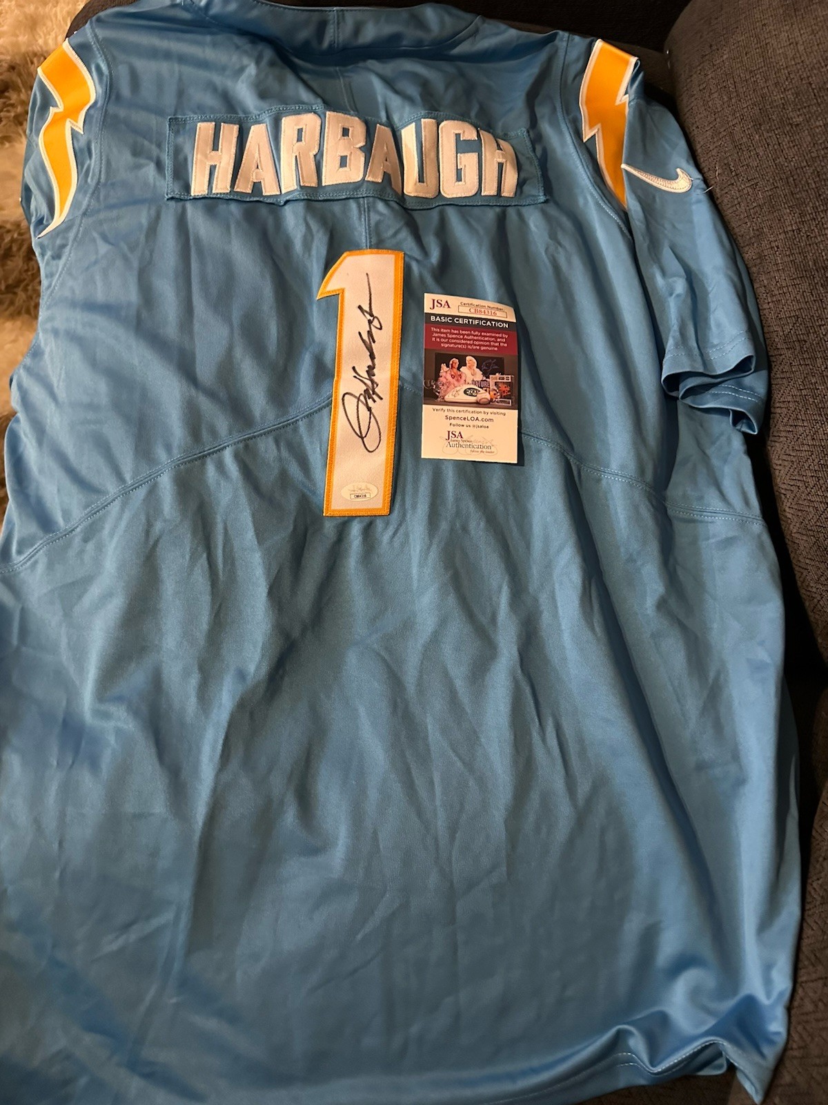 Jim Harbaugh SIGNED St John's Chargers Jersey Stitched XL JSA Authentication COA