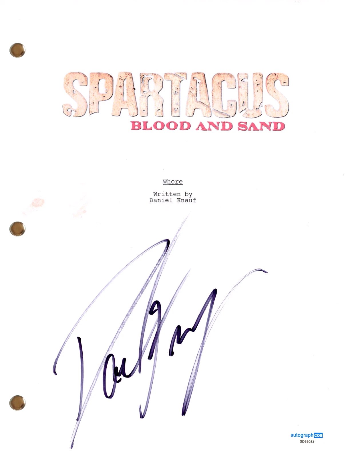 Daniel Feuerriegel “Spartacus: Blood and Sand” Signed Autograph Full Script ACOA