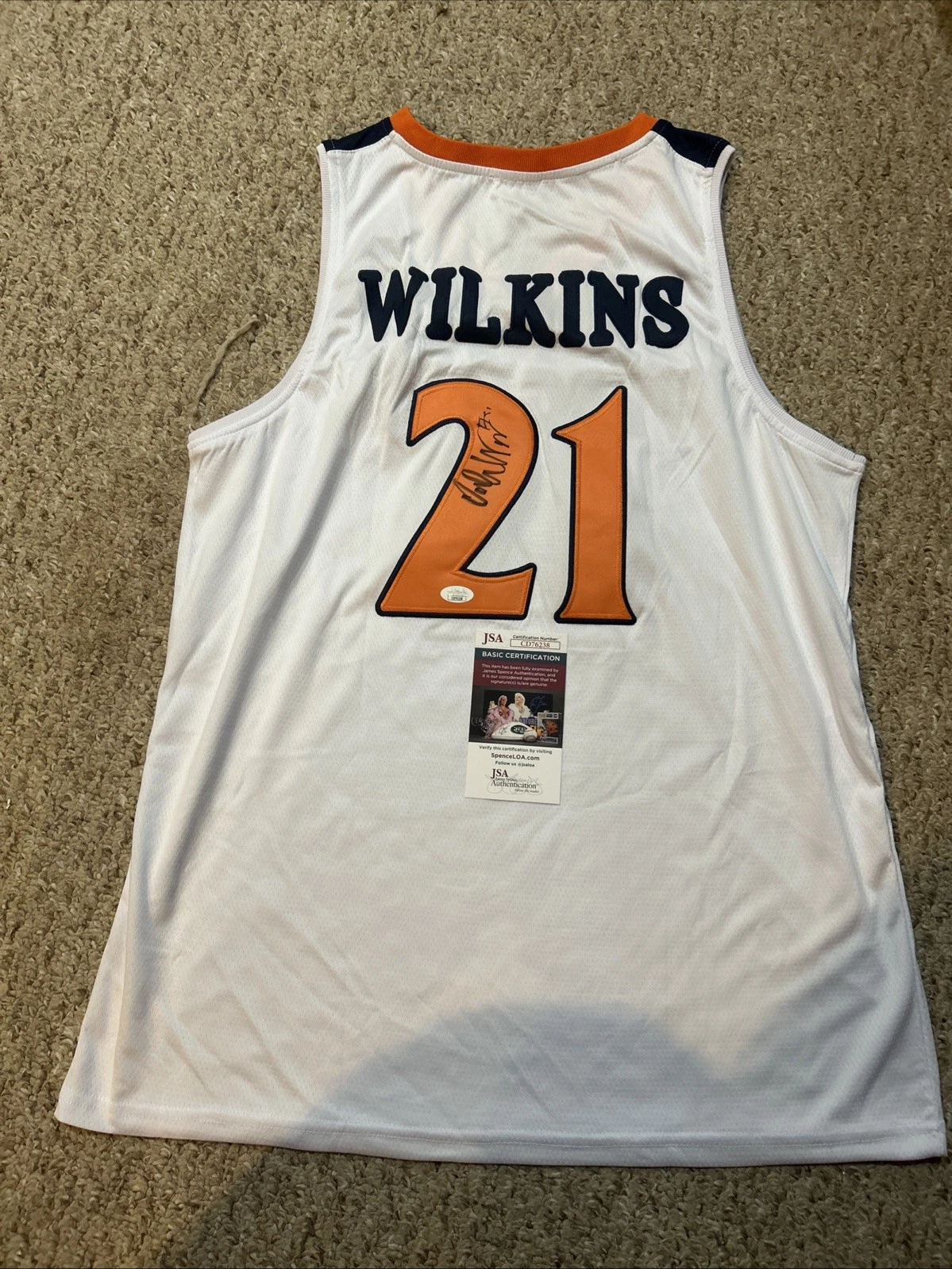 VIRGINIA CAVALIERS- ISAIAH WILKINS SIGNED AUTOGRAPH JERSEY JSA COA BASKETBALL COLLECTIBLE MEMORABILIA