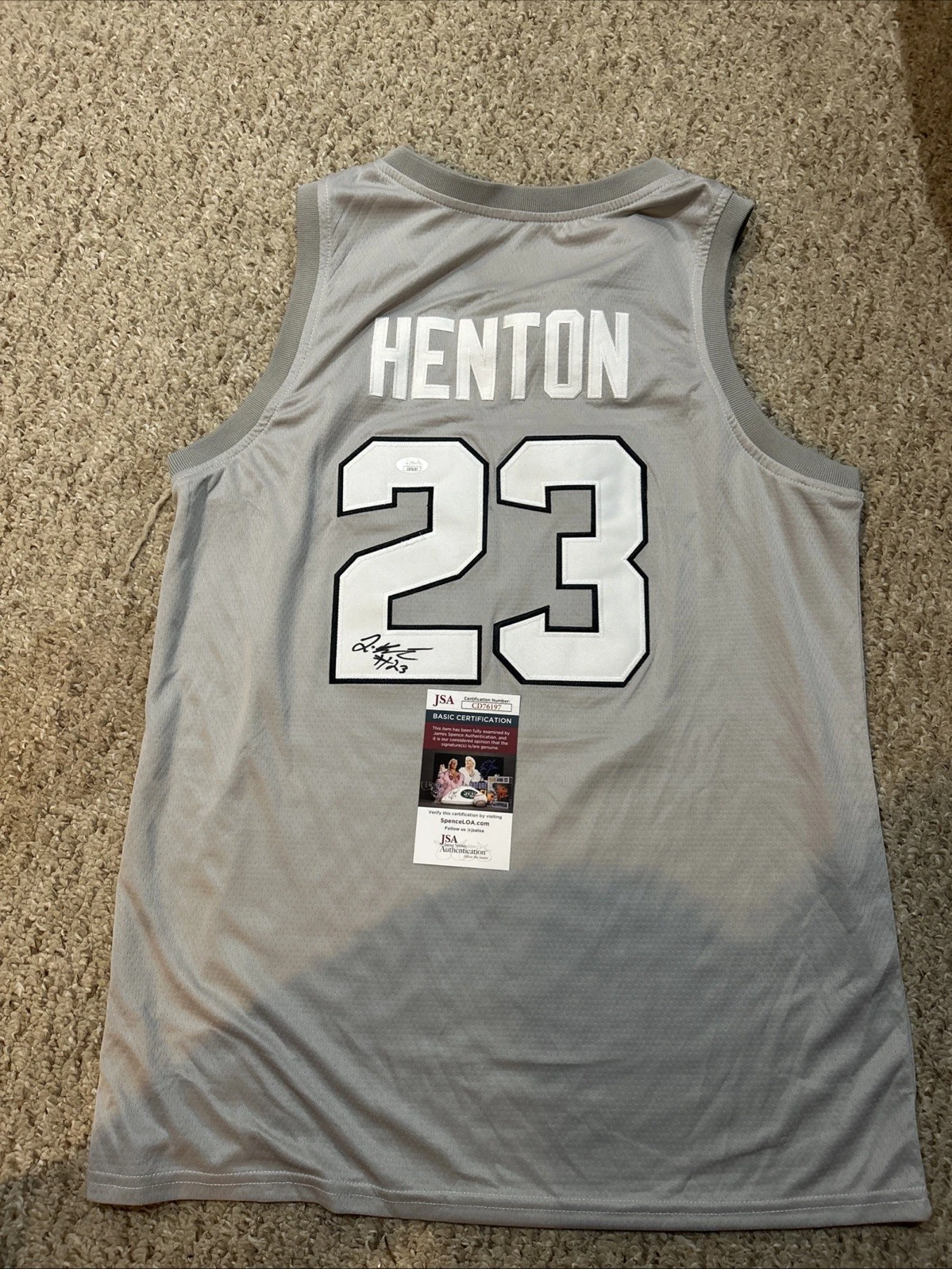 PROVIDENCE FRIARS- LADONTAE HENTON SIGNED AUTOGRAPH JERSEY JSA COA BASKETBALL