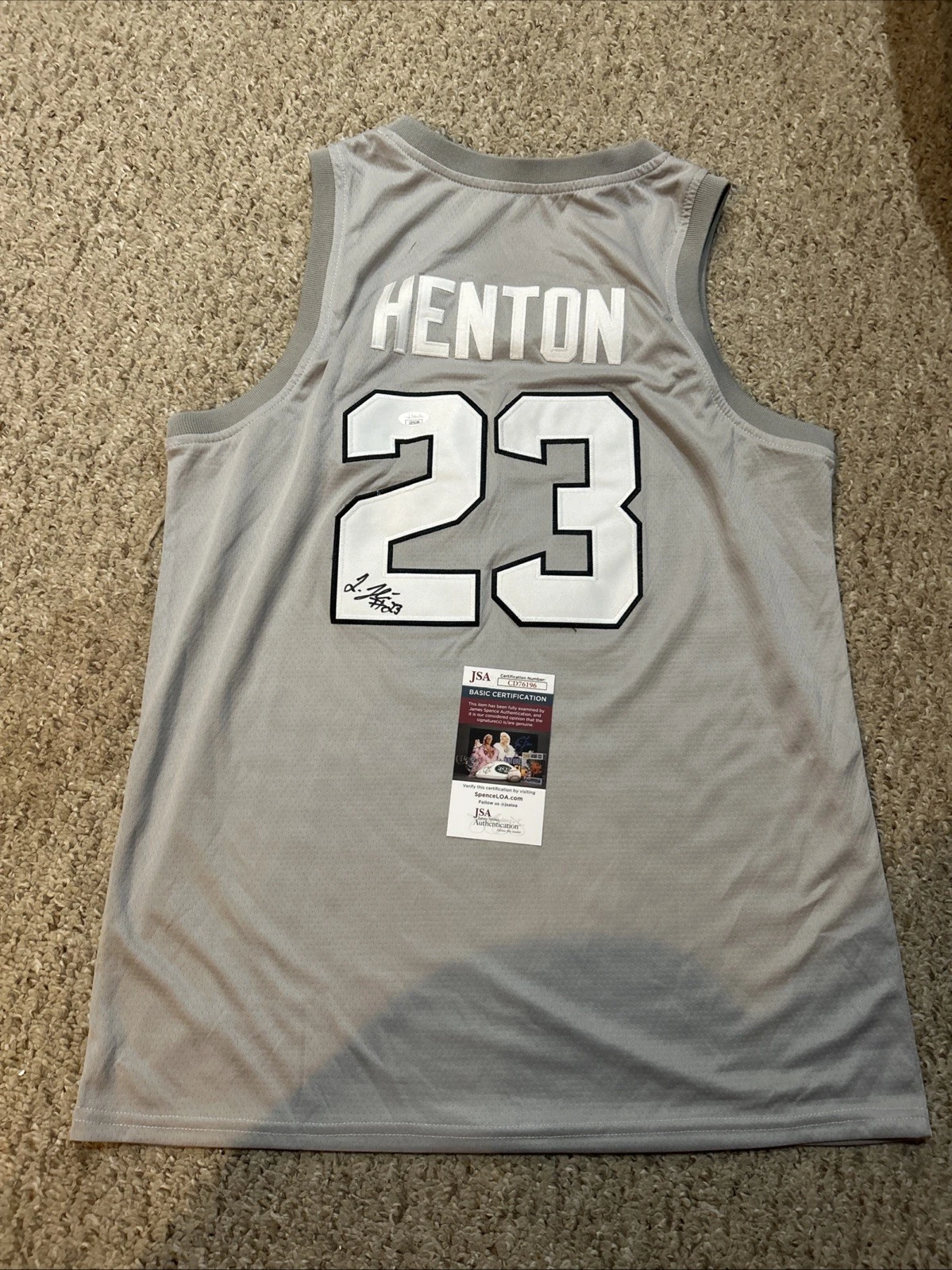 PROVIDENCE FRIARS- LADONTAE HENTON SIGNED AUTOGRAPH JERSEY JSA COA BASKETBALL