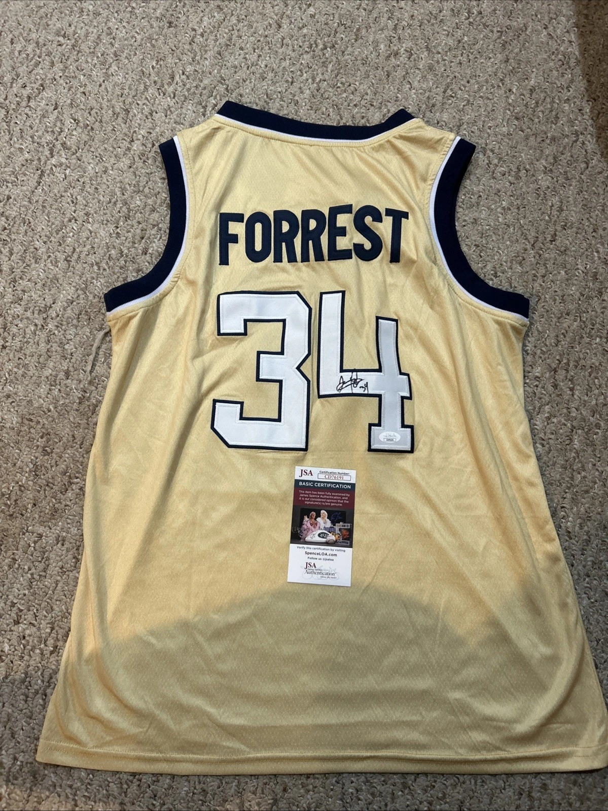 GEORGIA TECH YELLOW JACKETS- JAMES FORREST SIGNED AUTOGRAPH JERSEY JSA COA