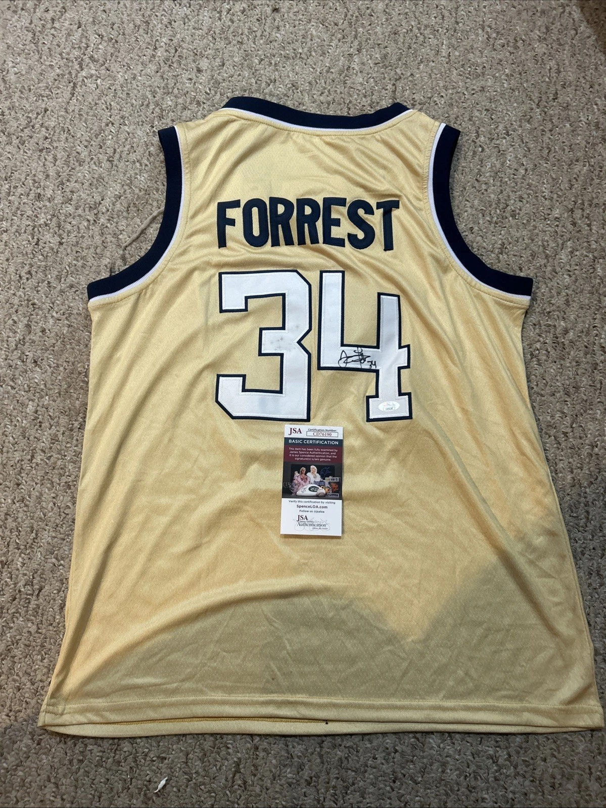 GEORGIA TECH YELLOW JACKETS- JAMES FORREST SIGNED AUTOGRAPH JERSEY JSA COA