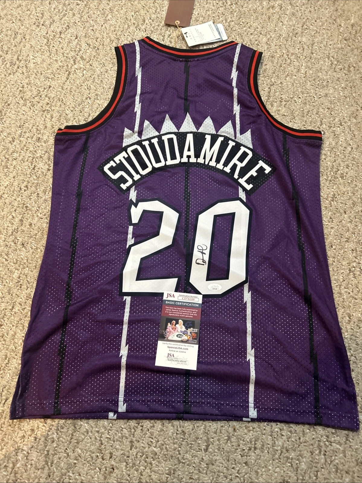 TORONTO RAPTORS- DAMON STOUDAMIRE SIGNED AUTOGRAPH JERSEY JSA COA NBA STAR