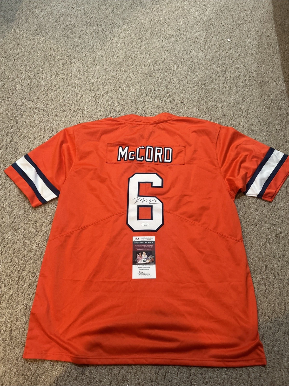 SYRACUSE ORANGE- KYLE MCCORD SIGNED AUTOGRAPH JERSEY JSA COA FOOTBALL STAR