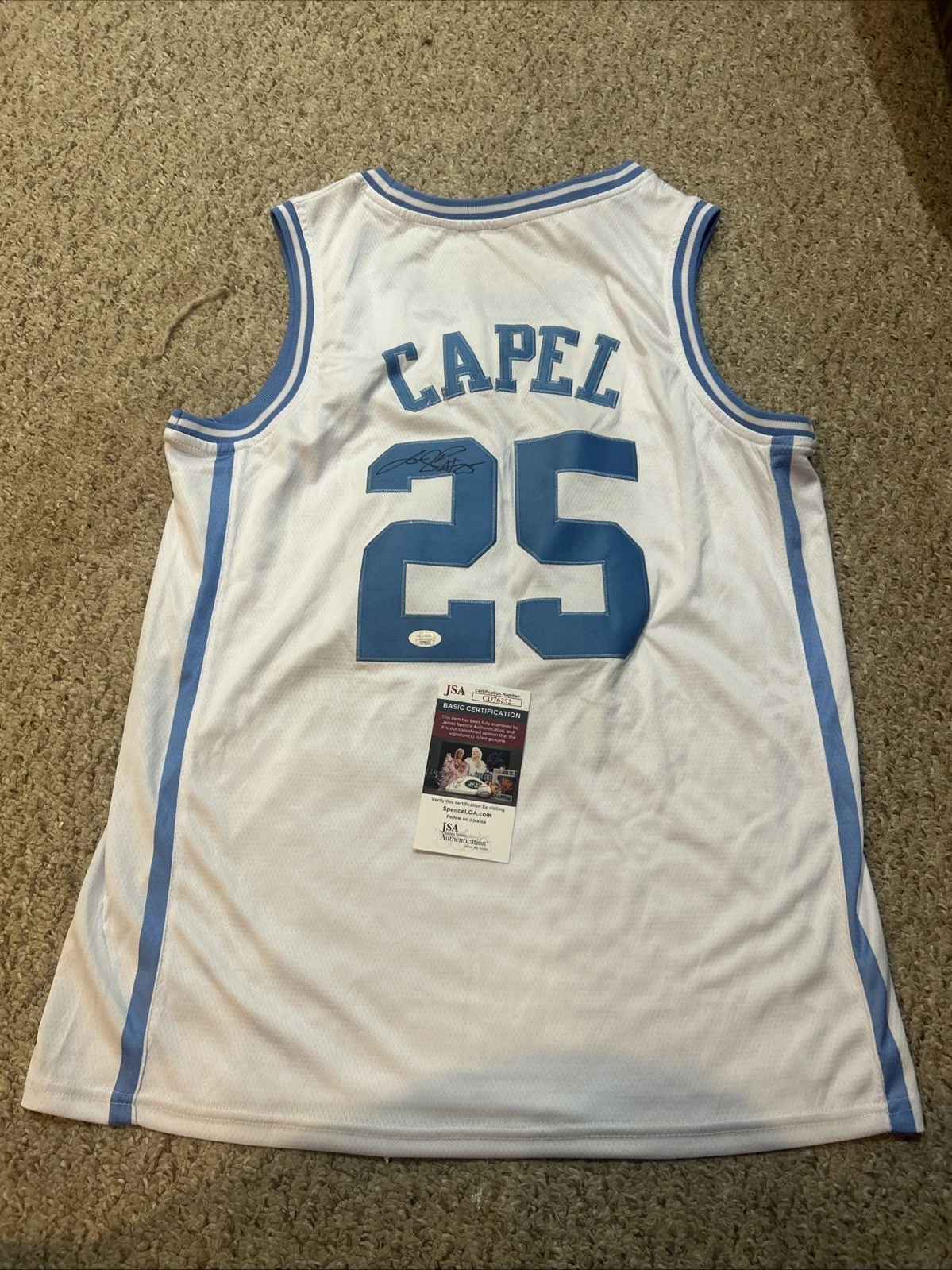 NORTH CAROLINA TAR HEELS- JASON CAPEL SIGNED AUTOGRAPH JERSEY JSA COA BASKETBALL