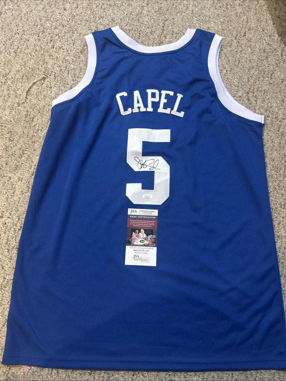 DUKE BLUE DEVILS- JEFF CAPEL SIGNED AUTOGRAPH JERSEY JSA COA BASKETBALL STAR