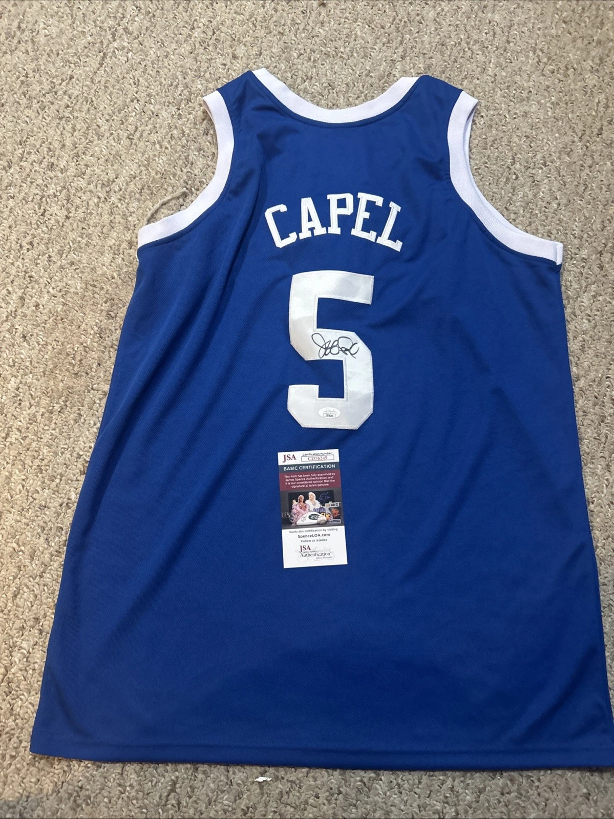 DUKE BLUE DEVILS- JEFF CAPEL SIGNED AUTOGRAPH JERSEY JSA COA BASKETBALL STAR