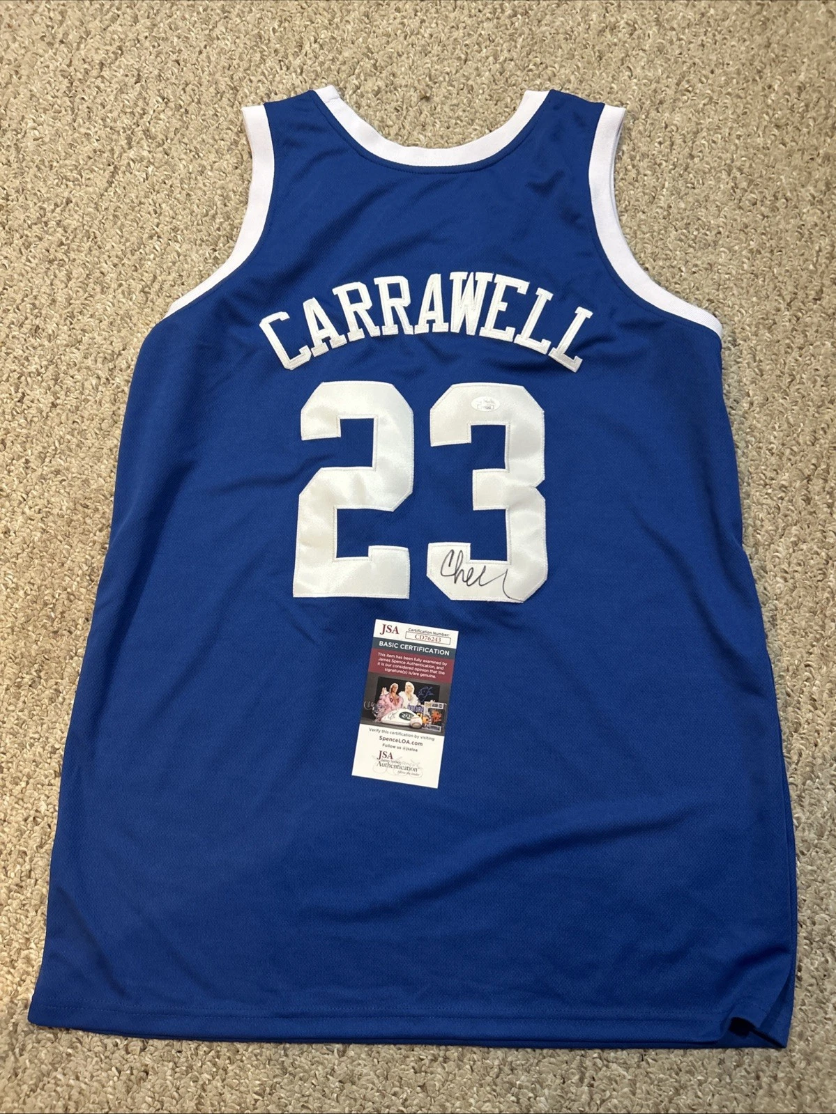 DUKE BLUE DEVILS- CHRIS CARRAWELL SIGNED AUTOGRAPH JERSEY JSA COA BASKETBALL