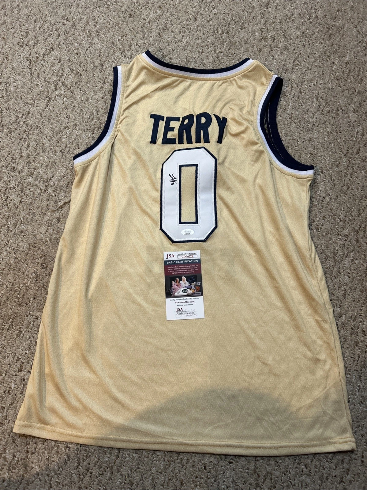 GEORGIA TECH YELLOW JACKETS- LANCE TERRY SIGNED AUTOGRAPH JERSEY JSA COA