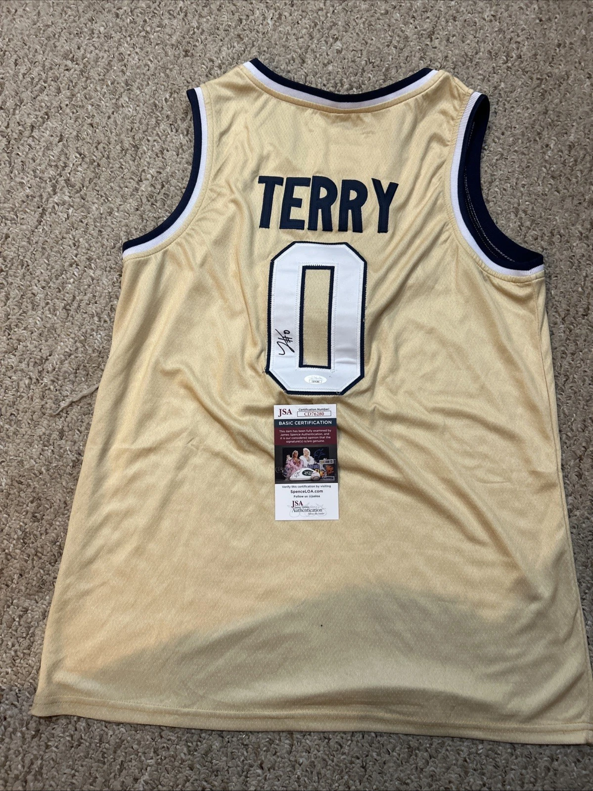GEORGIA TECH YELLOW JACKETS- LANCE TERRY SIGNED AUTOGRAPH JERSEY JSA COA