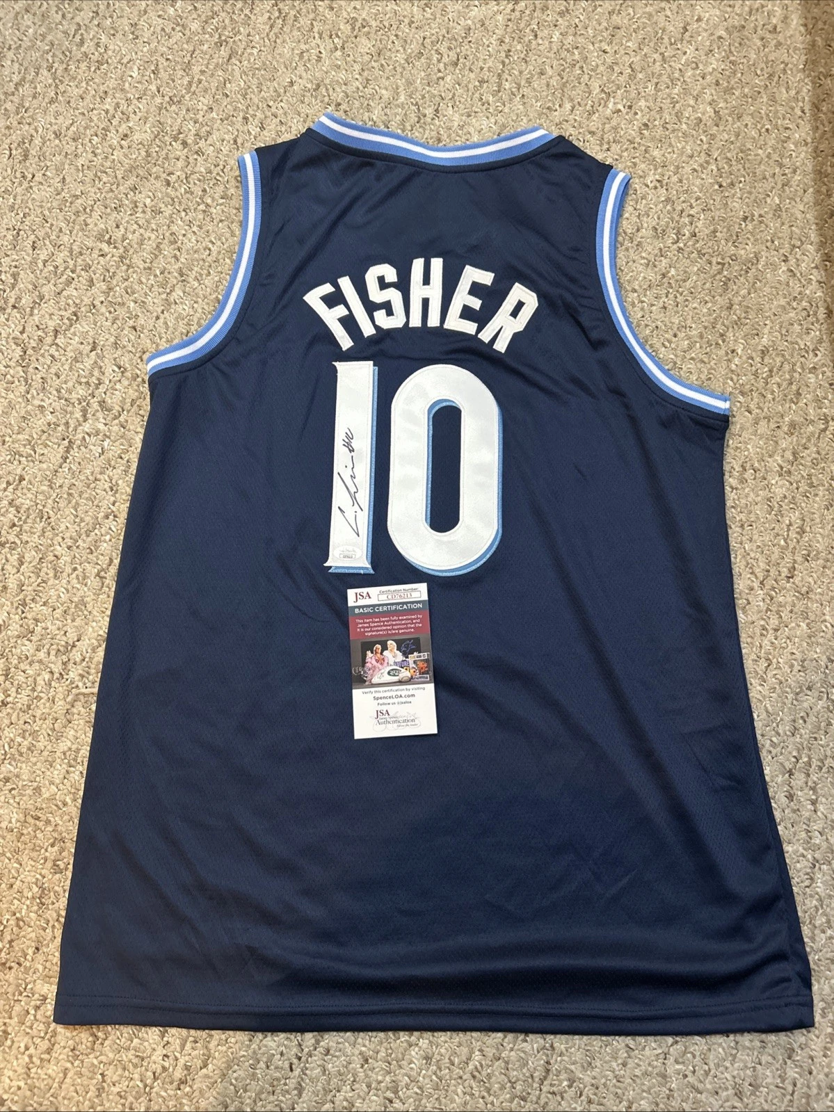 VILLANOVA WILDCATS- COREY FISHER SIGNED AUTOGRAPH JERSEY JSA COA BASKETBALL COLLECTIBLE MEMORABILIA