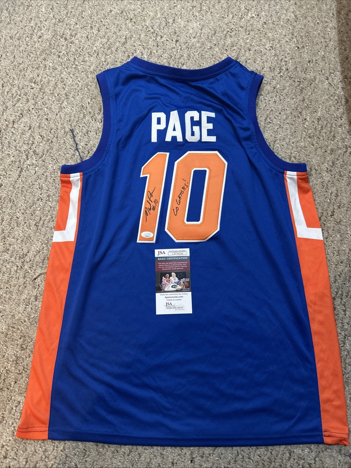 FLORIDA GATORS- MURRIEL PAGE SIGNED AUTOGRAPH JERSEY JSA COA WNBA STAR