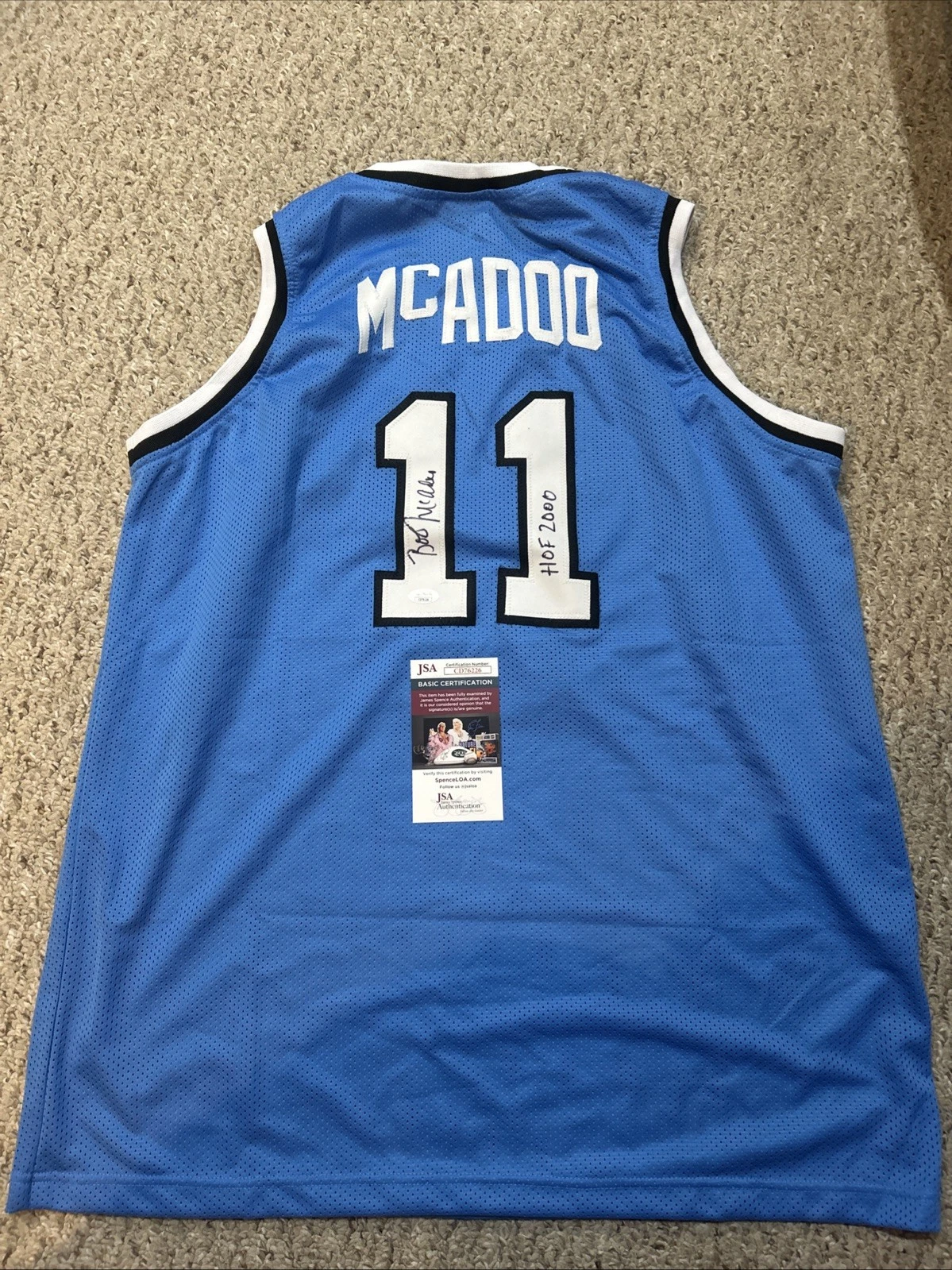 BUFFALO BRAVES- BOB MCADOO SIGNED AUTOGRAPH JERSEY JSA COA NBA HOF STAR
