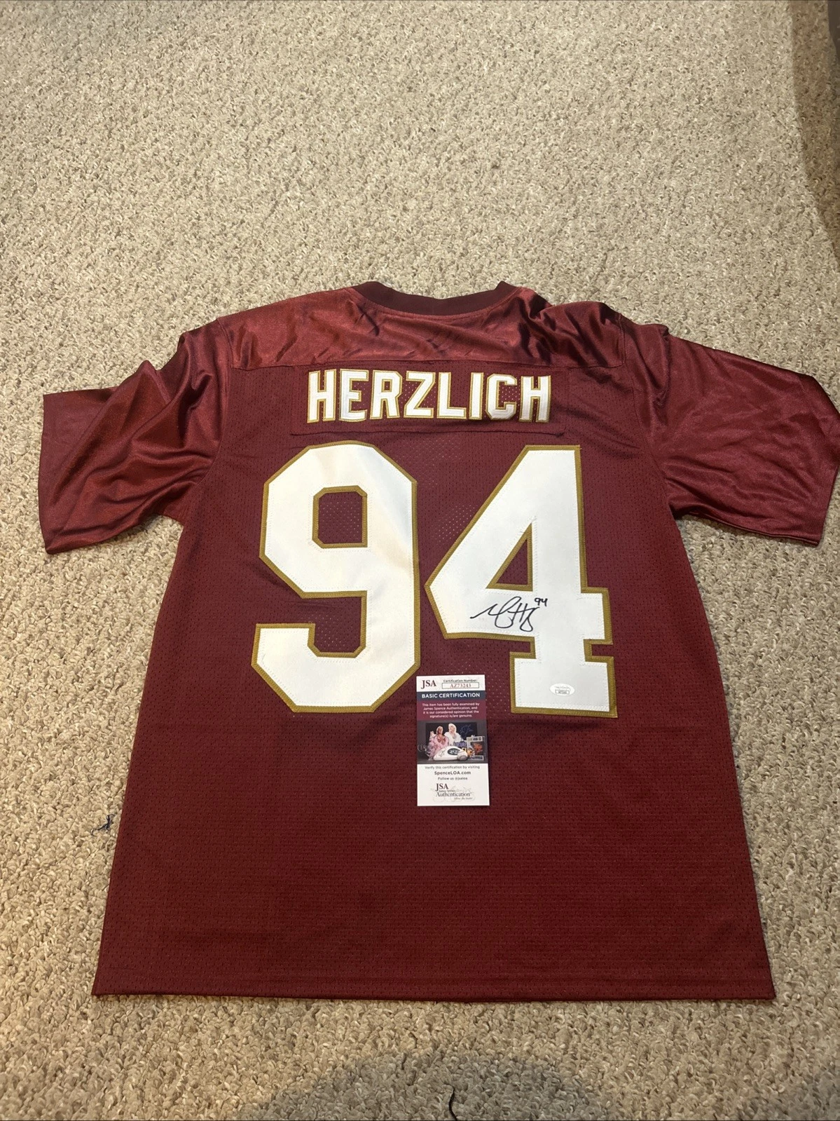 BOSTON COLLEGE EAGLES- MARK HERZLICH SIGNED AUTOGRAPH JERSEY JSA COA FOOTBALL