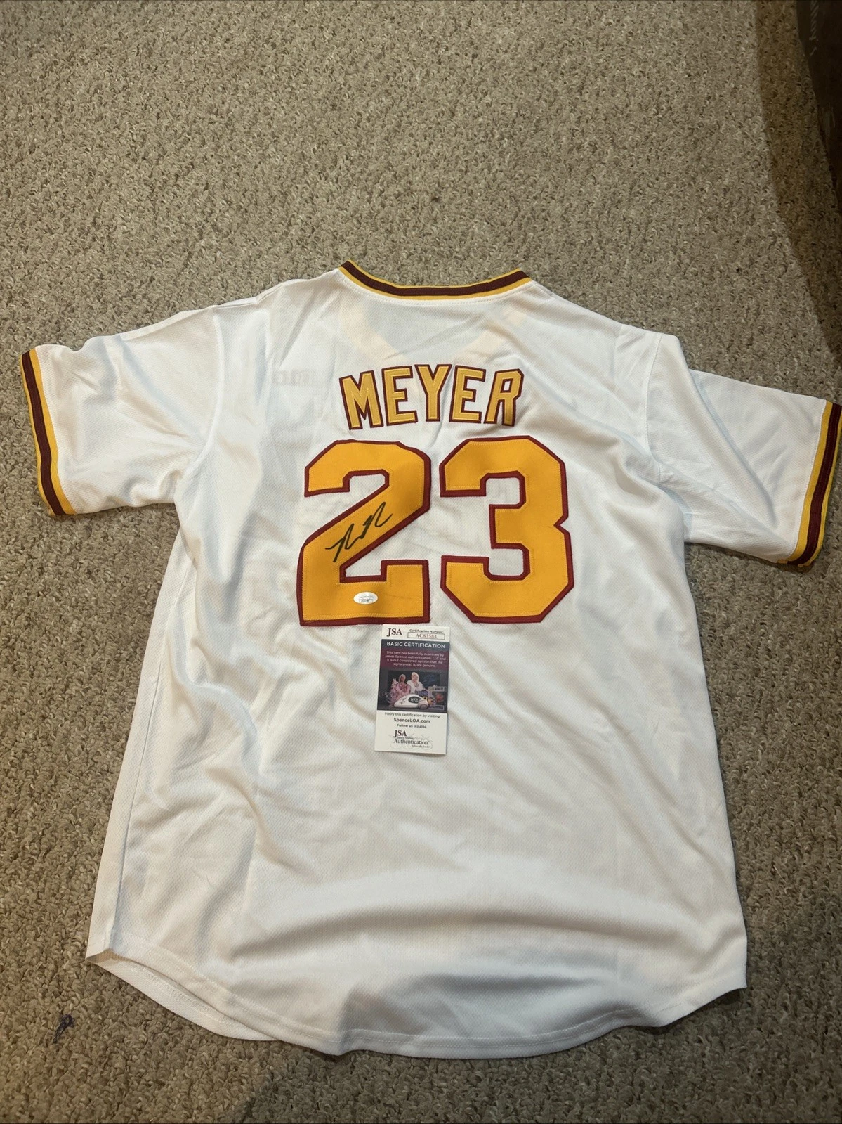 MINNESOTA GOPHERS- MAX MEYER SIGNED AUTOGRAPH JERSEY JSA COA MLB STAR PROSPECT