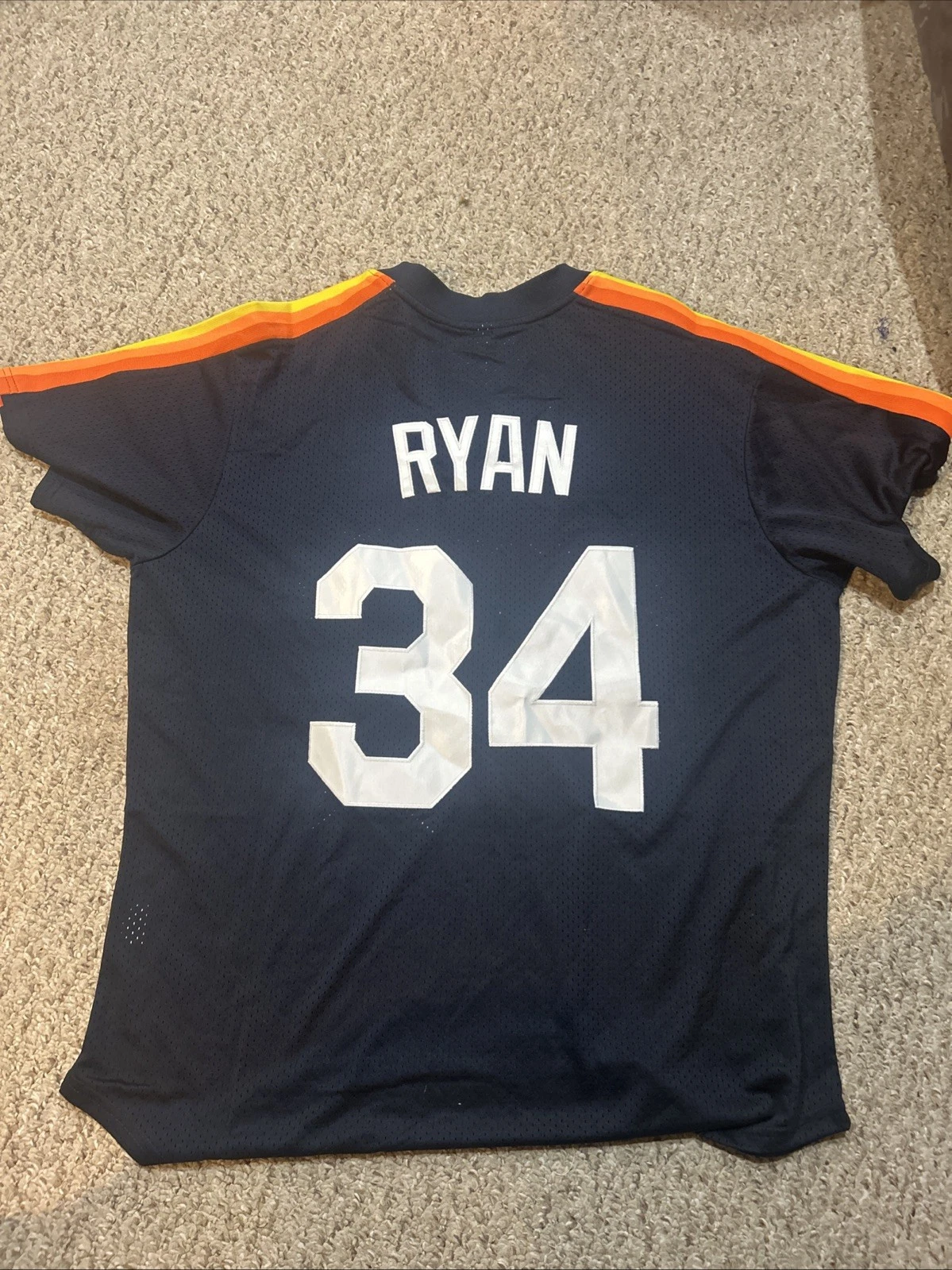 HOUSTON ASTROS- NOLAN RYAN SIZE XL THROWBACK JERSEY #34 BLUE MENS