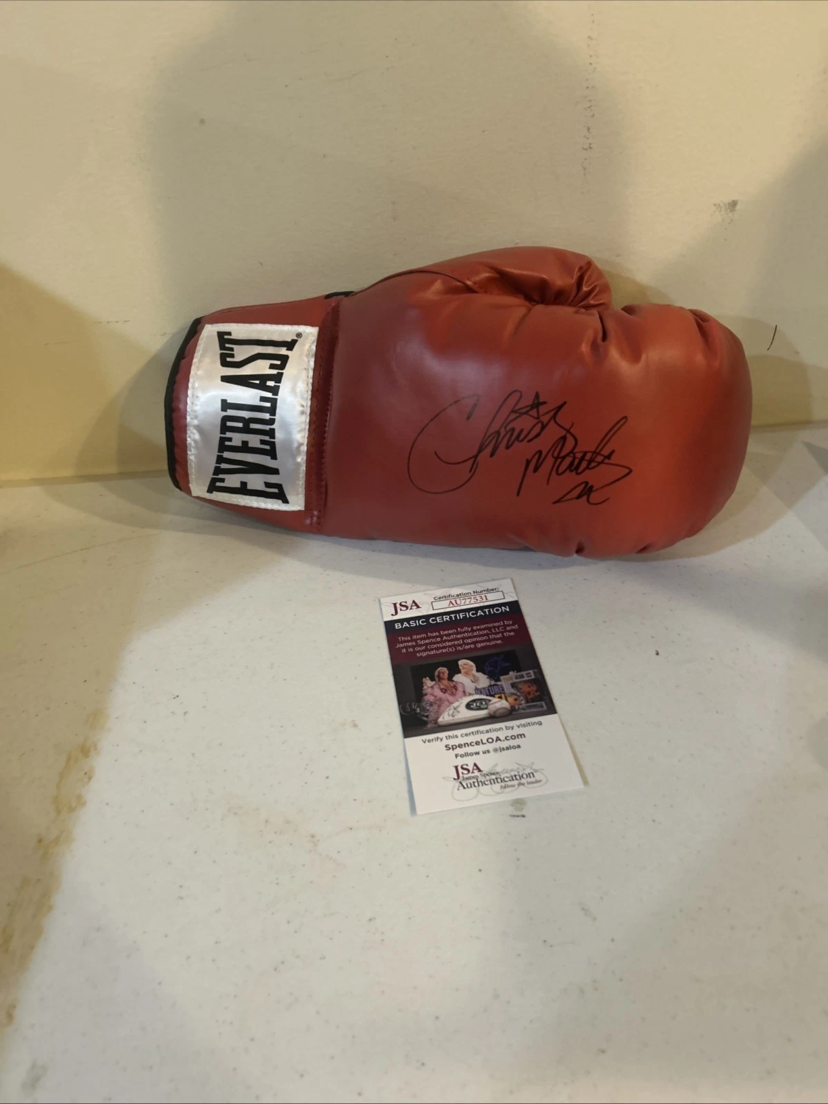 CHRISTY MARTIN SIGNED AUTOGRAPH EVERLAST BOXING GLOVE JSA COA HOF 2020