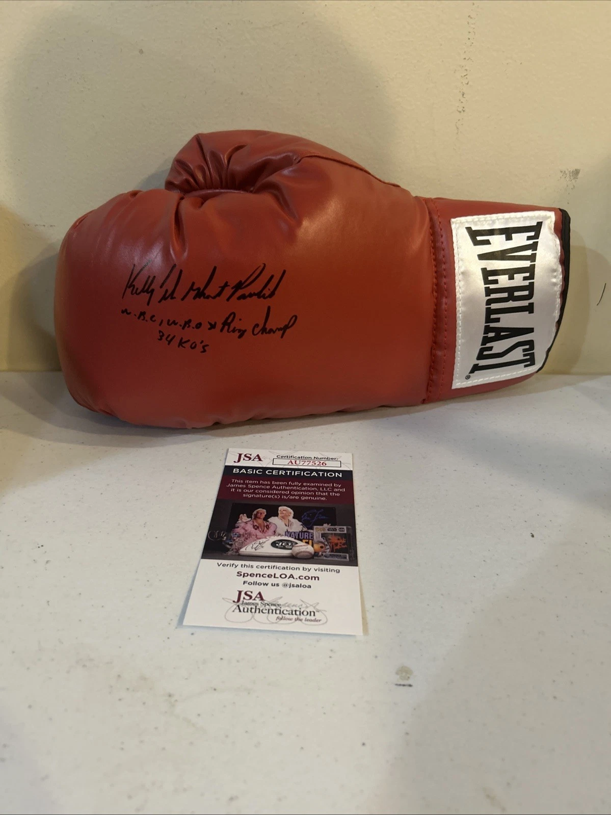 KELLY PAVLIK SIGNED AUTOGRAPH EVERLAST BOXING GLOVE JSA COA 34 KO CHAMP