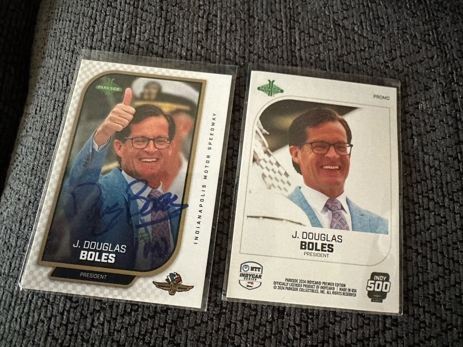 2024 Parkside Indy Car Trading Promo Card 500 Signed Doug Boles IMS President