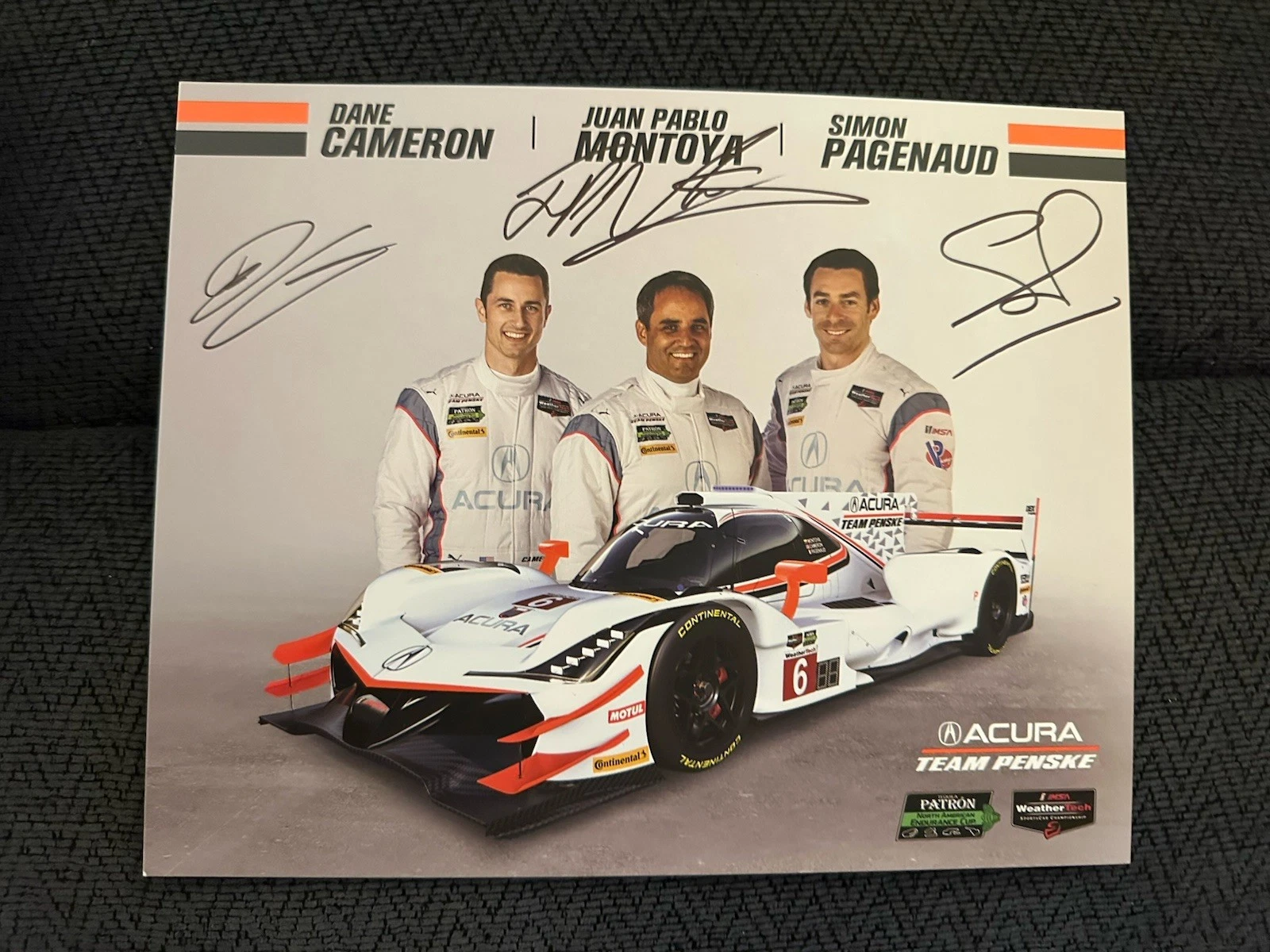 Juan Montoya Simon Pagenaud Dane Cameron Signed Promo Hero Card IMSA Racing