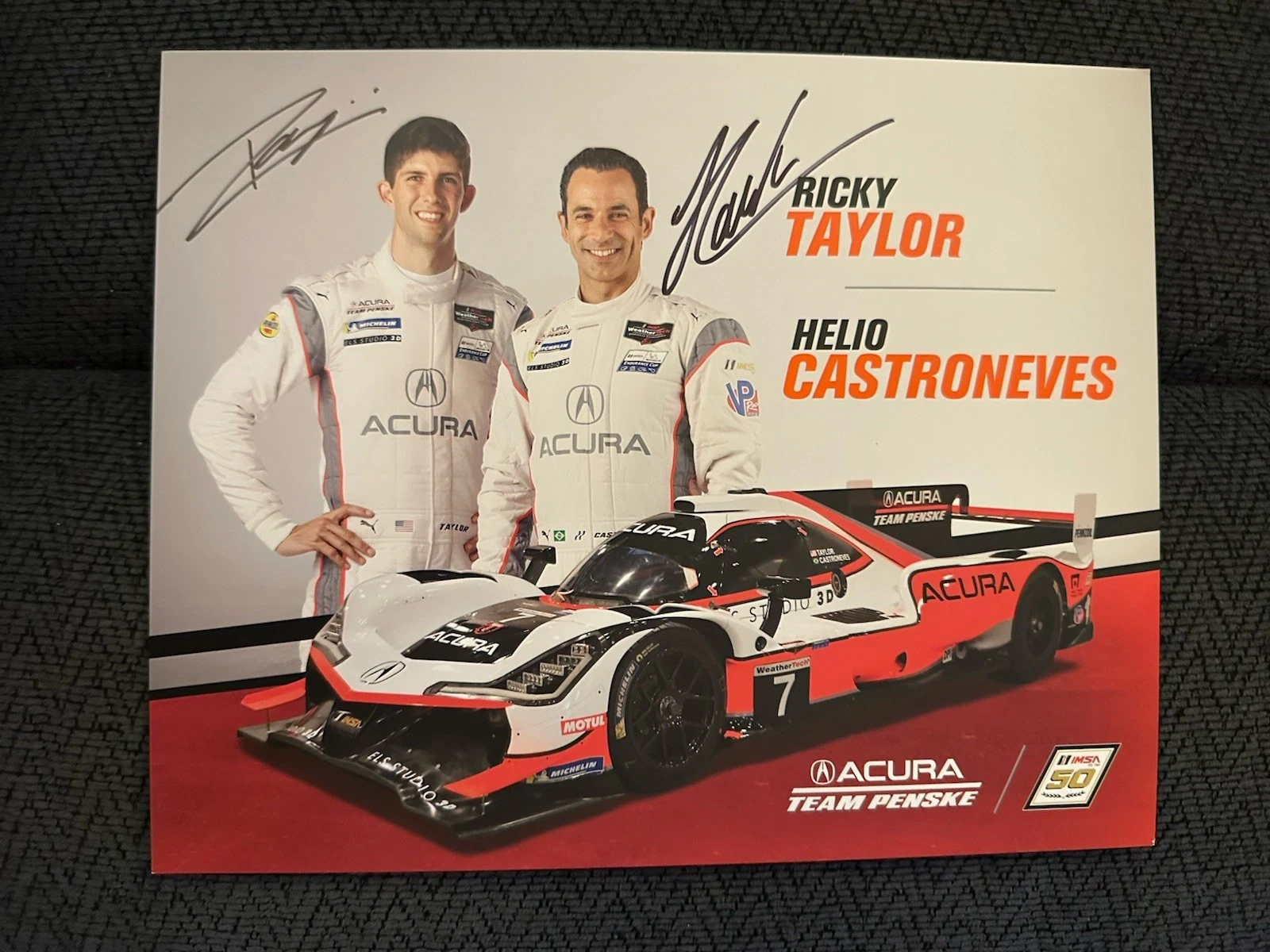 Helio Castroneves Ricky Taylor Signed Promo Hero Card IMSA Racing