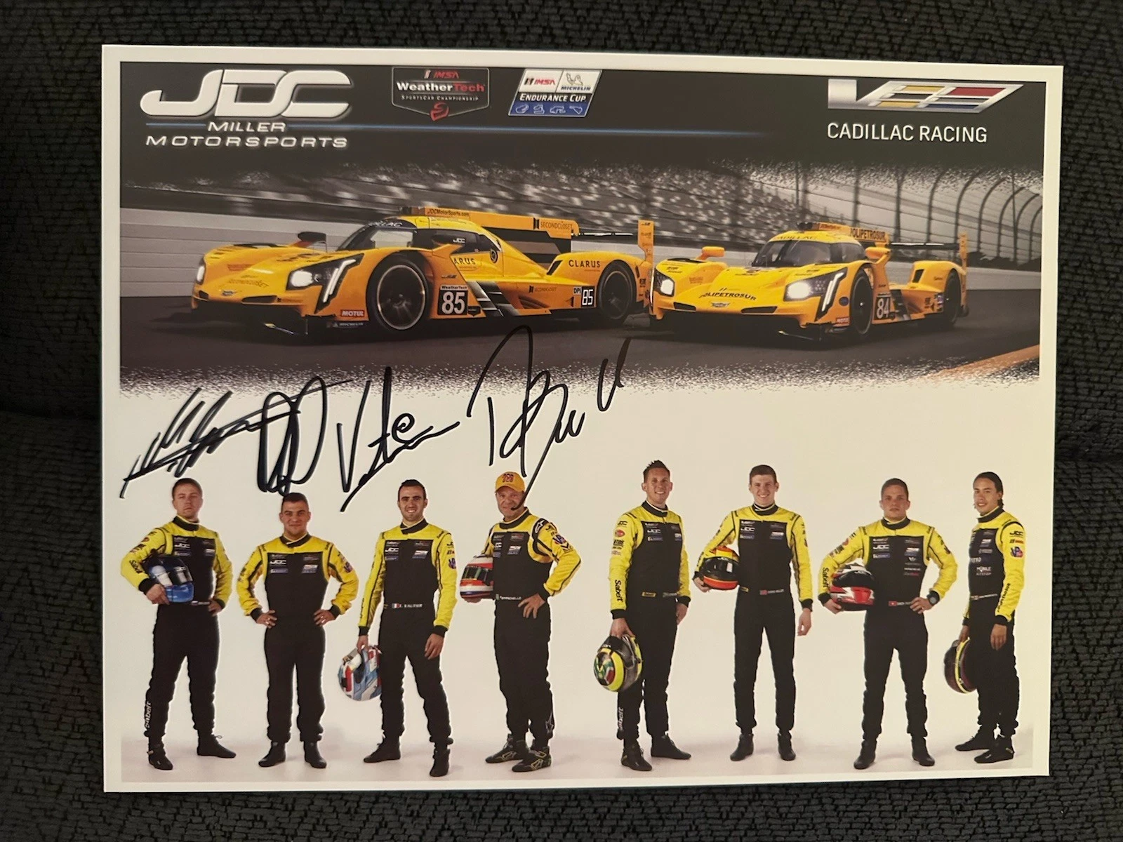 Rubens Barichello Tristan Vautier Devlin Defrancesco Signed Promo Hero Card IMSA