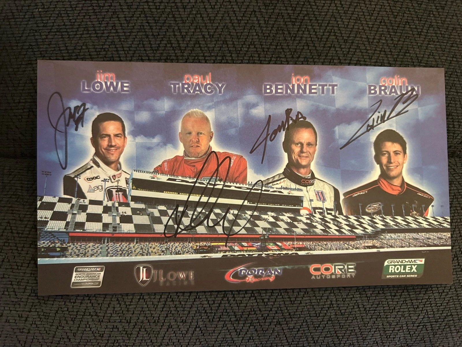 Colin Braun Paul Tracy Jim Lowe Jon Bennett Signed Promo Hero Card IMSA